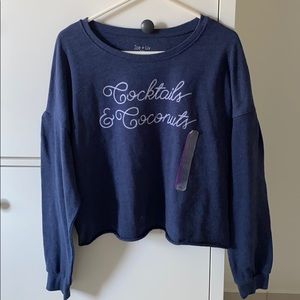NWT Cocktails& Coconuts Crop Sweatshirt